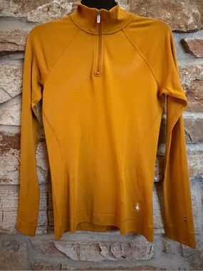 Smartwool Women’s Half-Zip Turtleneck Sweater — Mustard